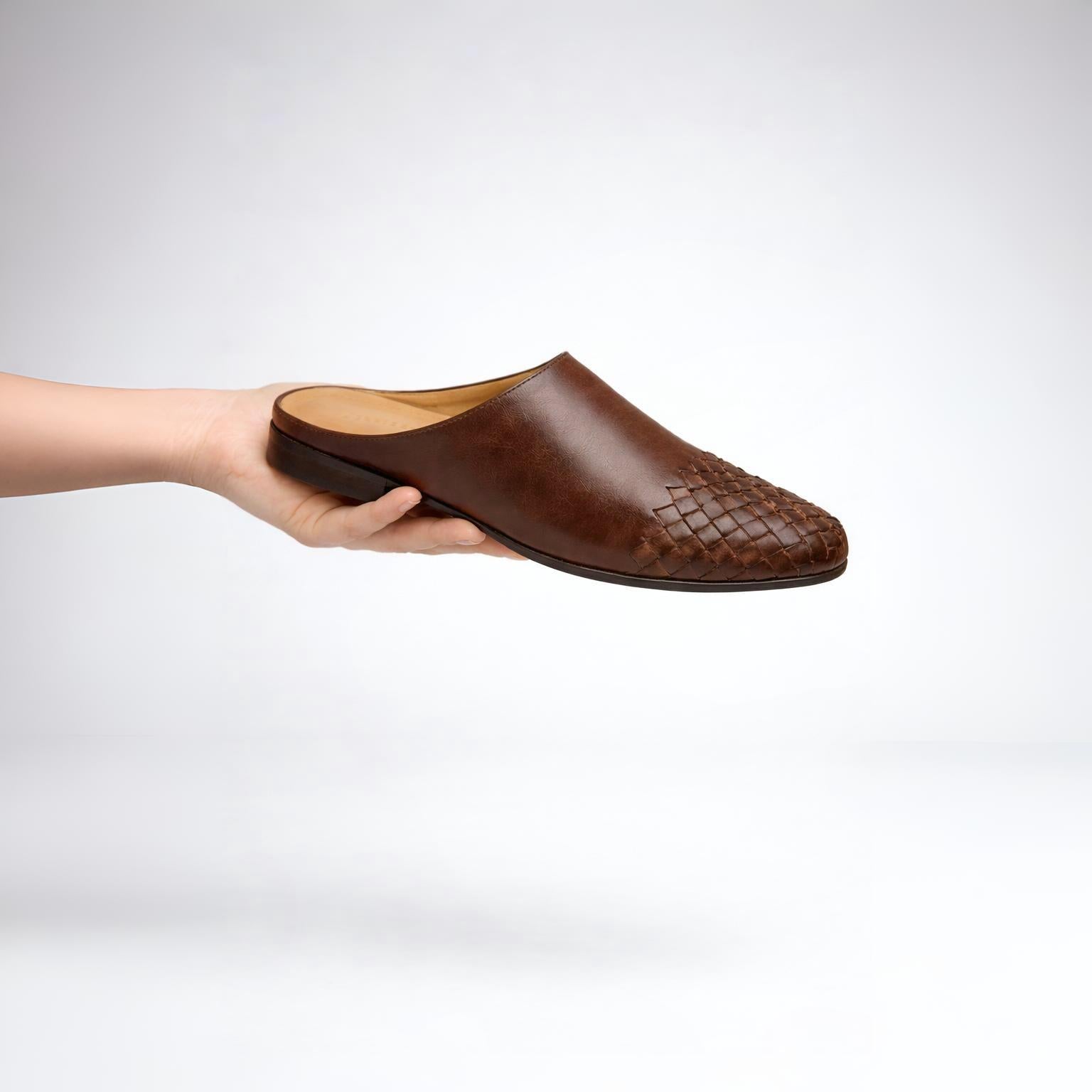 Women’s Woven Leather Mule Flats