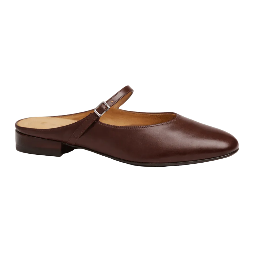 Womens Leather Mary Jane Mules Pointed Toe Backless Flats Shoe Corners Womens Leather Mary Jane Mules Pointed Toe Backless Flats Shoe Corners