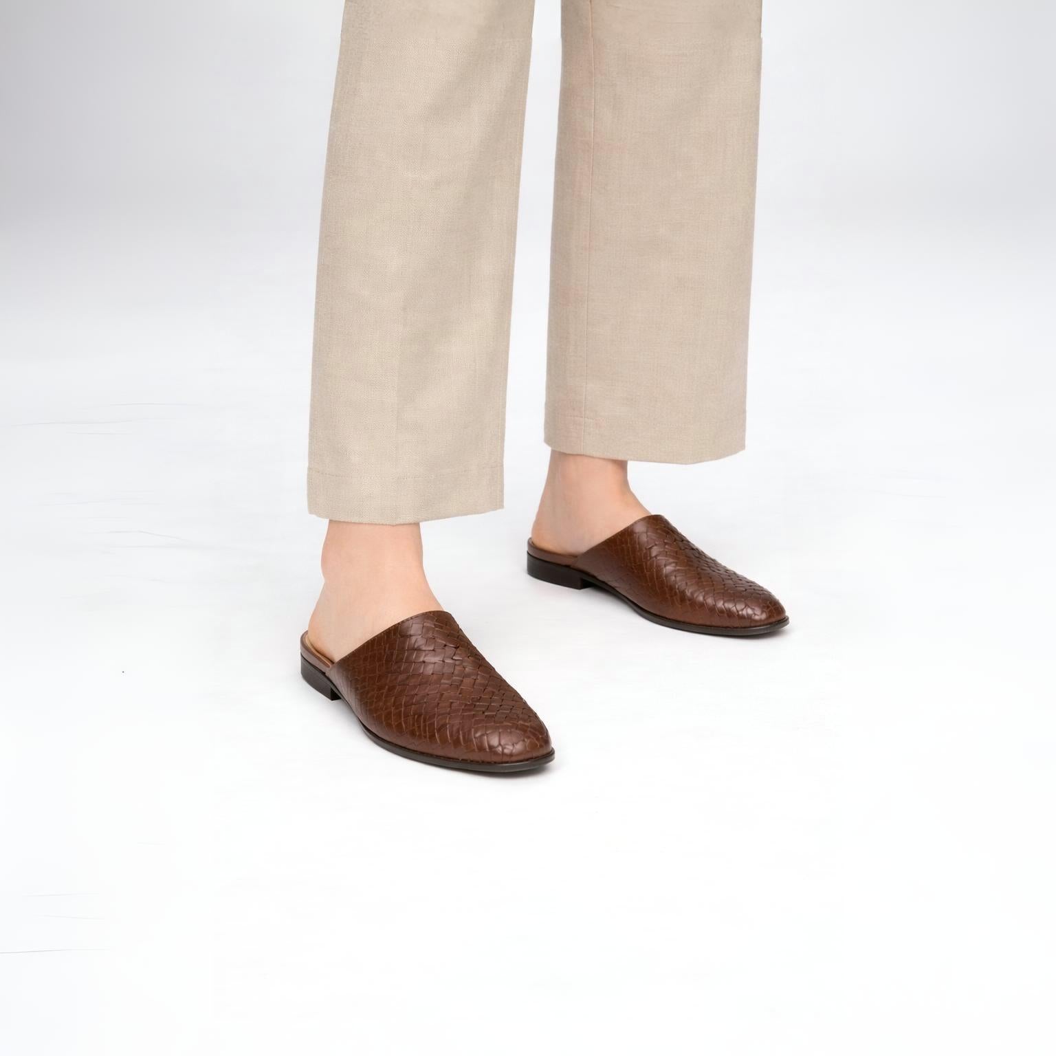 Women’s Woven Leather Mule Flats