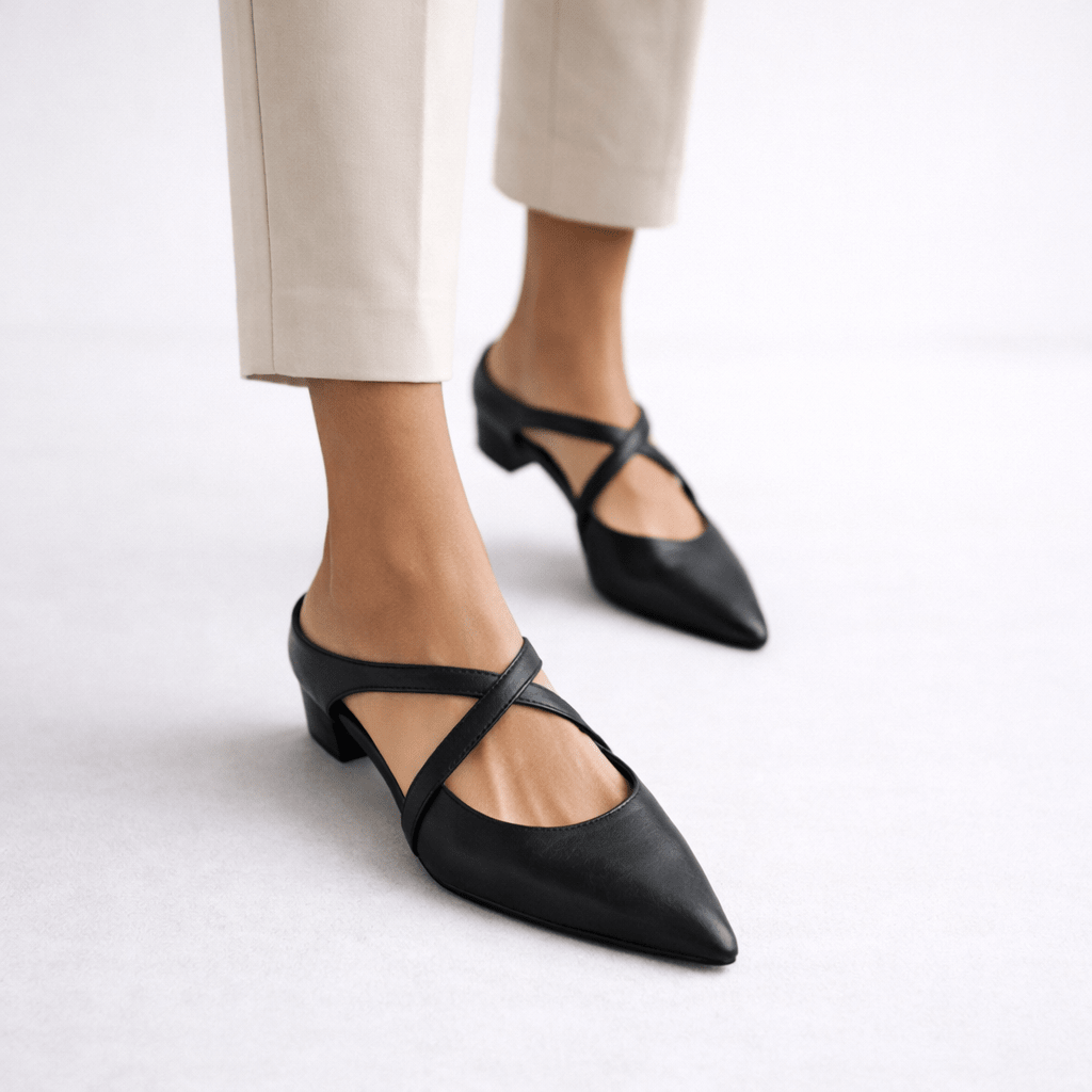 Women’s Cross Strap Mary Jane Mule Flats - Shoe Corners