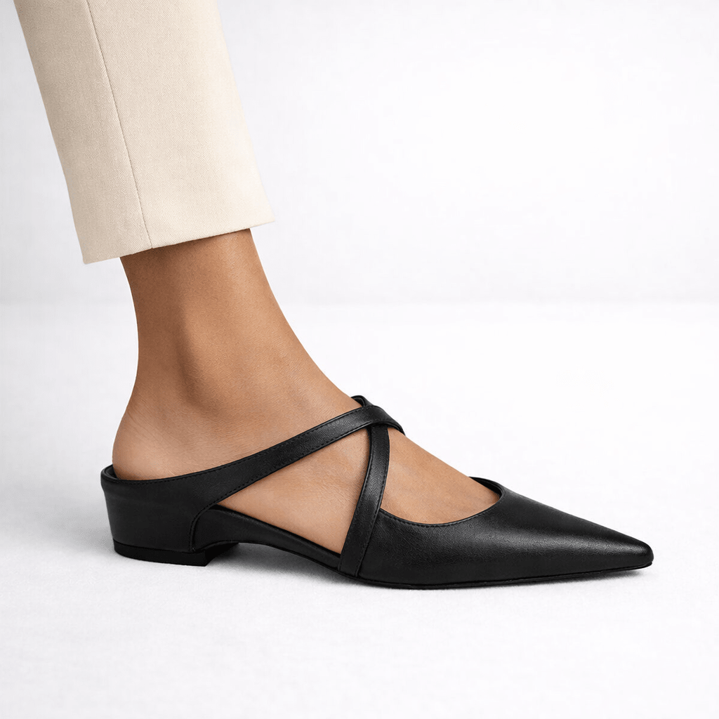Women’s Cross Strap Mary Jane Mule Flats - Shoe Corners
