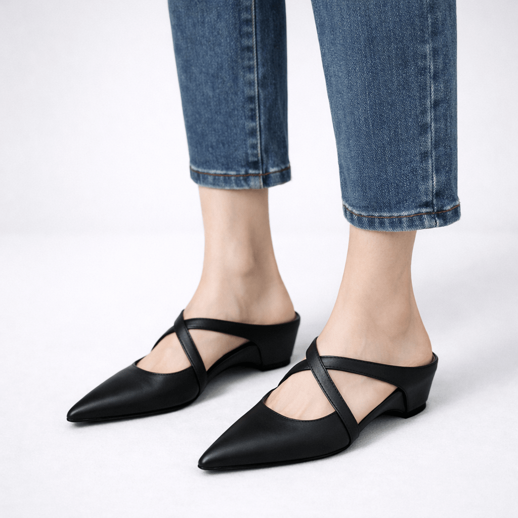 Women’s Cross Strap Mary Jane Mule Flats - Shoe Corners