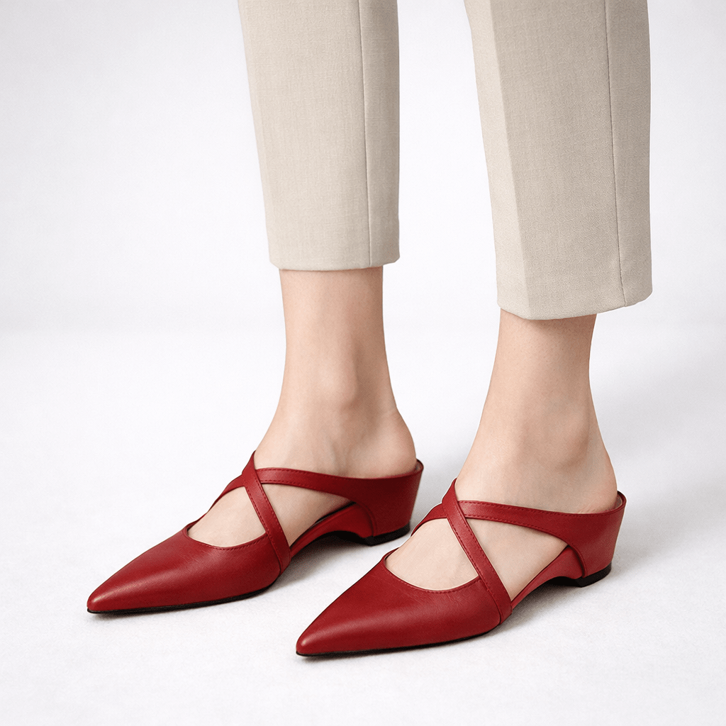 Women’s Cross Strap Mary Jane Mule Flats - Shoe Corners