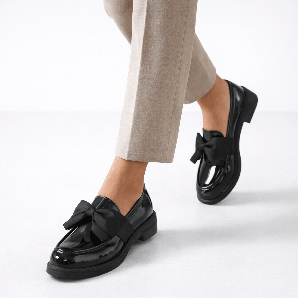Women’s Patent Leather Bow Loafers - Shoe Corners