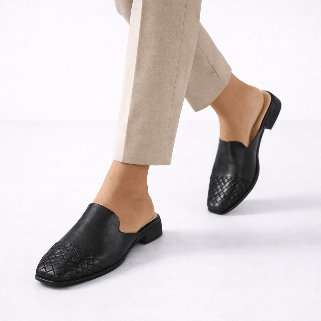 Women’s Woven Leather Mule Flats - Shoe Corners