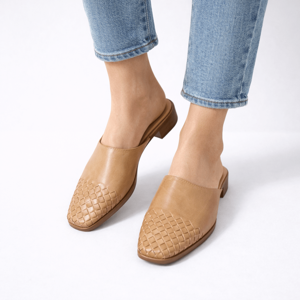 Women’s Woven Leather Mule Flats - Shoe Corners