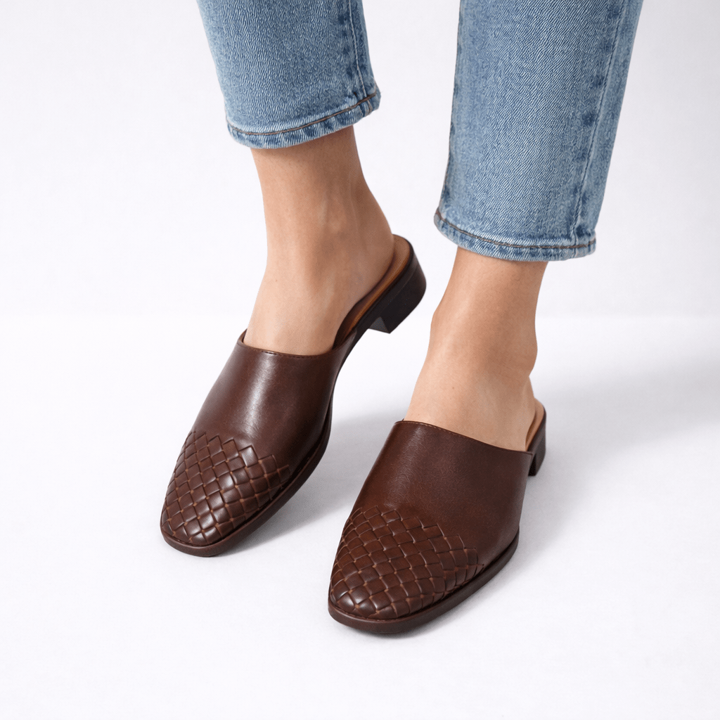Women’s Woven Leather Mule Flats - Shoe Corners