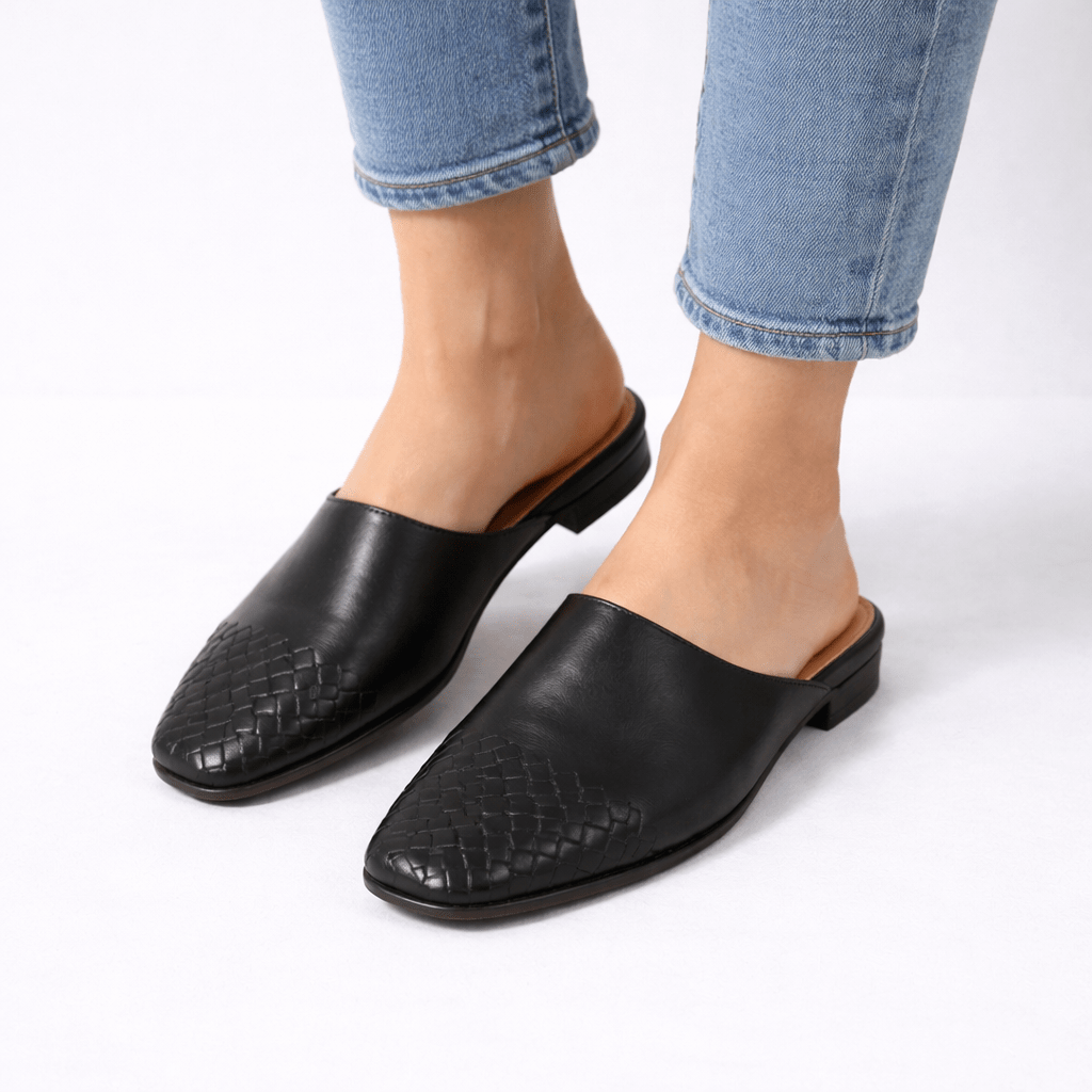 Women’s Woven Leather Mule Flats - Shoe Corners